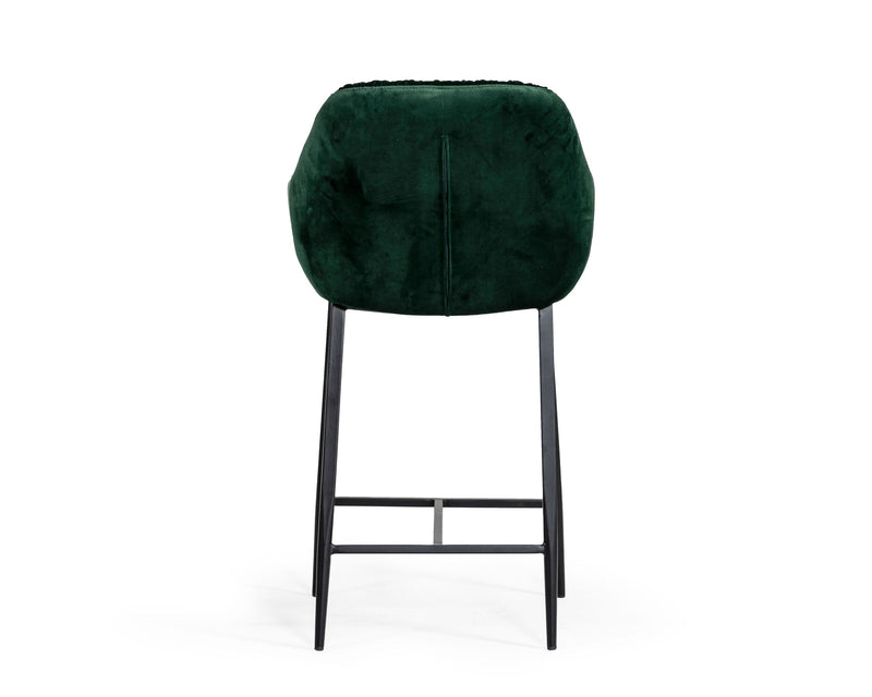 Katrina - Modern Green Fabric Bar Stool — view 3