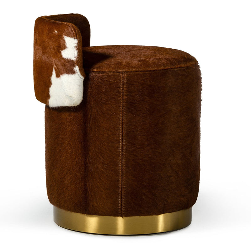Belvista - Modern Brown Cowhide Ottoman — view 2