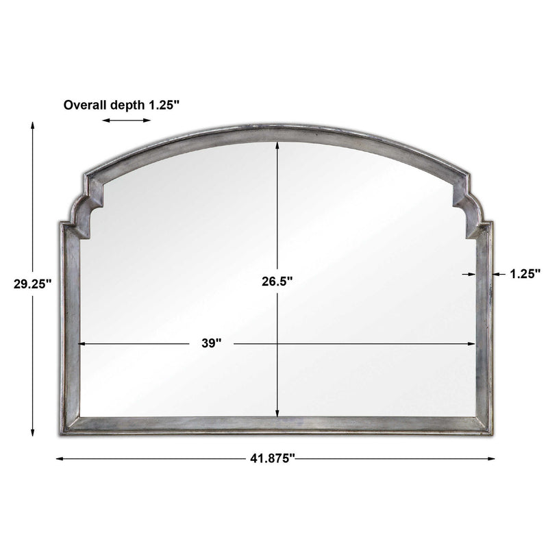 Silver wall mirror by Uttermost, Via Della collection, with a sleek, reflective surface and elegant frame design.