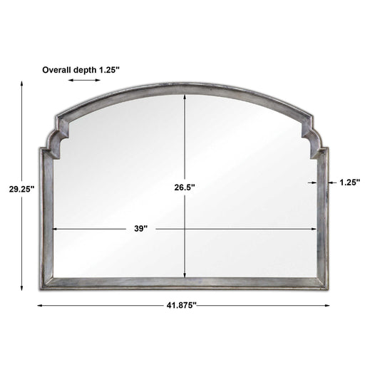 Silver wall mirror by Uttermost, Via Della collection, with a sleek, reflective surface and elegant frame design.
