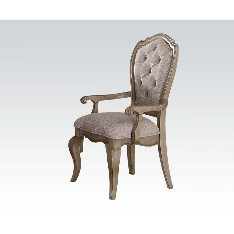 Chelmsford - Arm Chair (Set of 2) - Beige Fabric & Antique Taupe - R&R Furniture Gallery (Fountain Valley, CA)