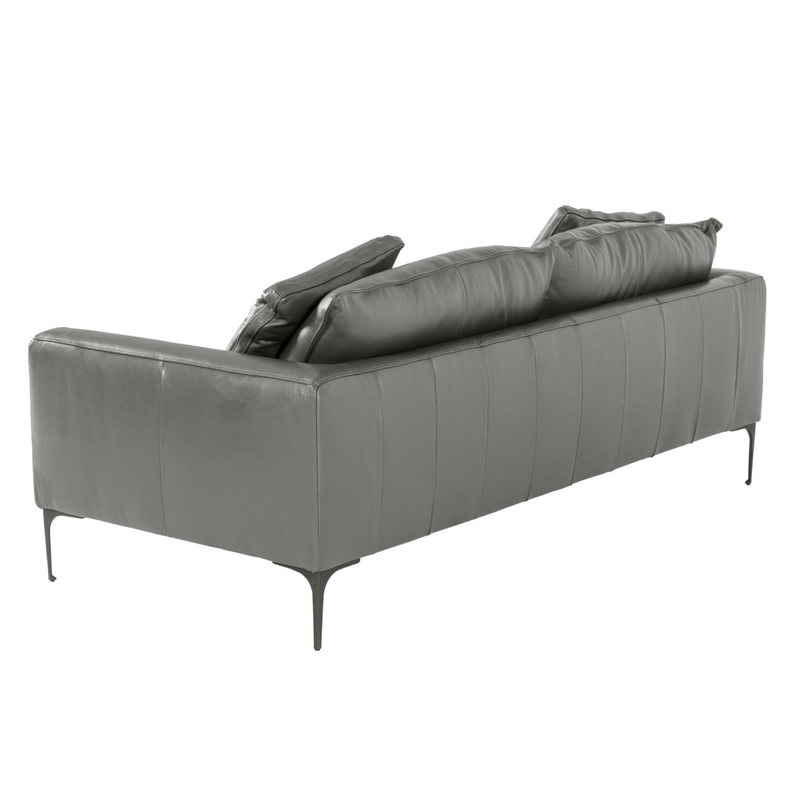 Jacoba - Modern Dark Grey Leather Sofa — view 3