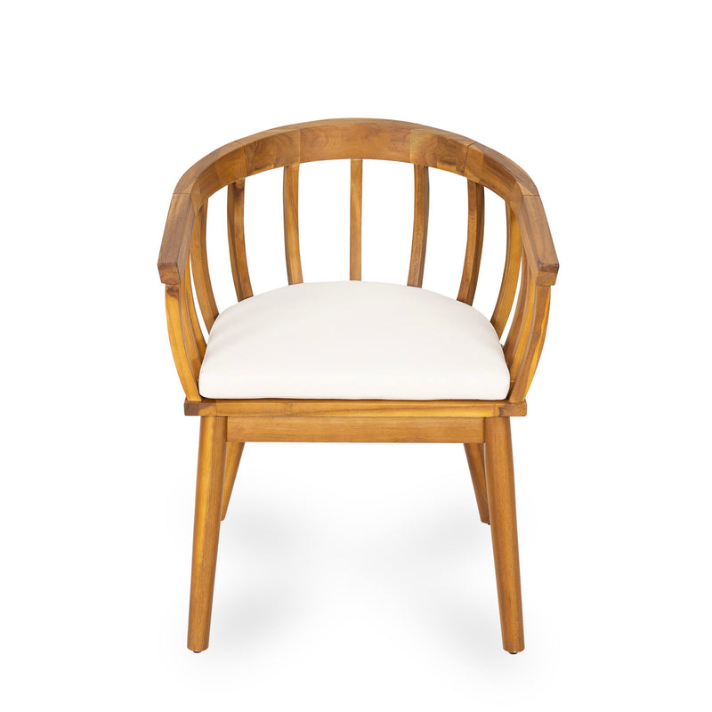 Klismos - Dining Armchair (Set of 2) - Teak / Beige - R&R Furniture Gallery (Fountain Valley, CA)