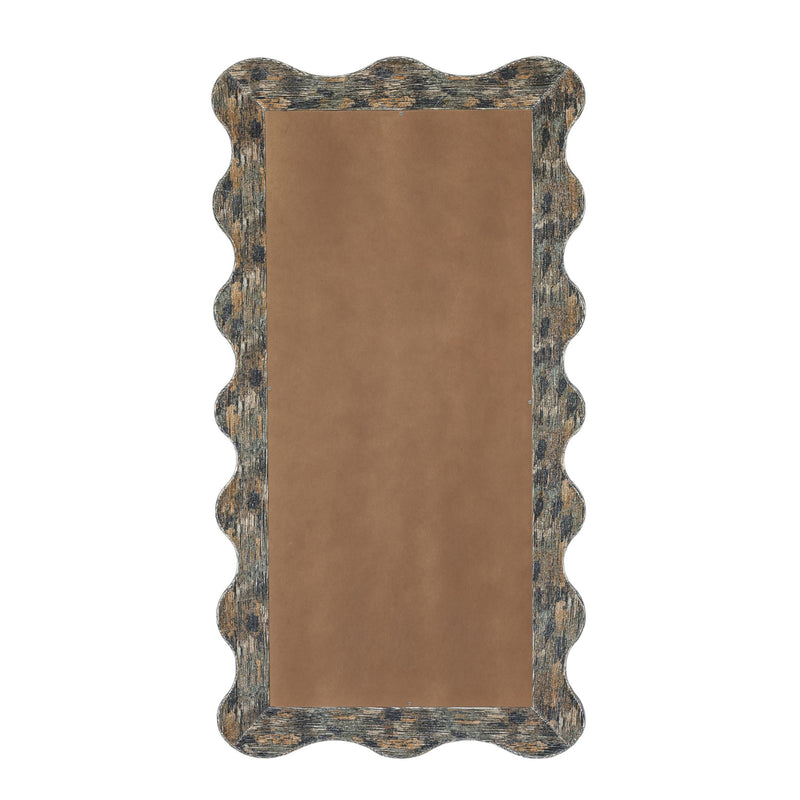 Charlene 39"x75" watercolor squiggle wall mirror by TOV Furniture with abstract watercolor print design.