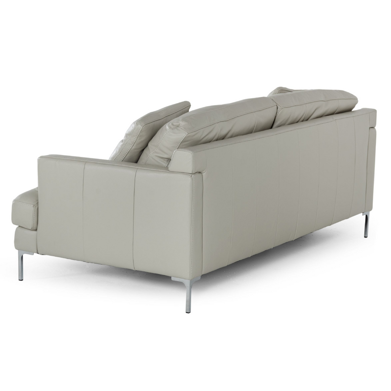 Janina - Modern Light Grey Leather Sofa — view 3
