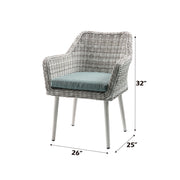 Tashay - 3 Piece Patio Bistro Set - Green Fabric & Beige Wicker - R&R Furniture Gallery (Fountain Valley, CA)