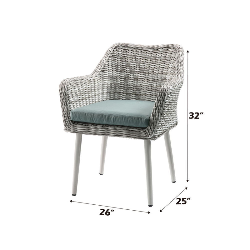 Tashay - 3 Piece Patio Bistro Set - Green Fabric & Beige Wicker - R&R Furniture Gallery (Fountain Valley, CA)