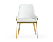 Ganon - Modern White & Gold Dining Chair — view 3