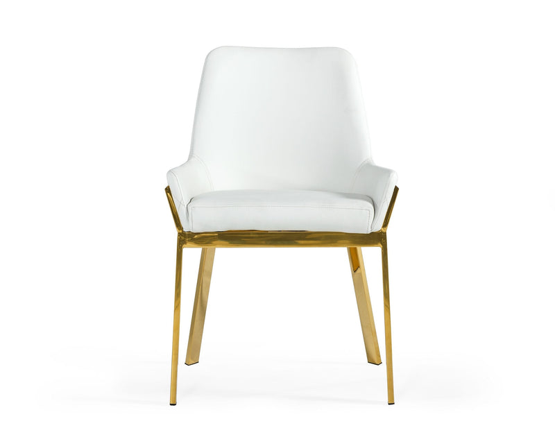Ganon - Modern White & Gold Dining Chair — view 3