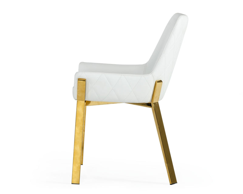 Ganon - Modern White & Gold Dining Chair — view 4