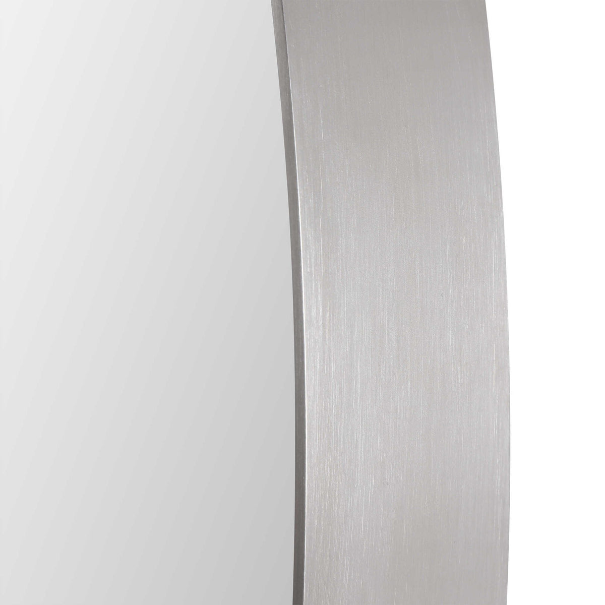 Uttermost Pursley oval wall mirror with brushed nickel finish, featuring a sleek, modern design for contemporary home decor.
