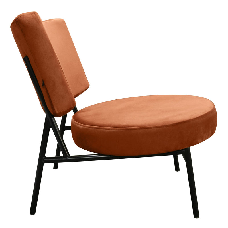 Sami - Modern Orange Velvet Accent Chair — view 2