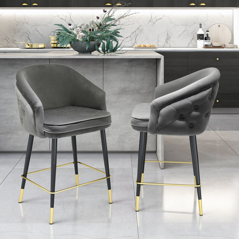 Elliot - Contemporary Grey & Black/Gold Dining Bar Stool (Set of 2) — view 4