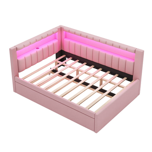 Upholstered Platform Bed With USB Ports And LED Belt - R&R Furniture Gallery (Fountain Valley, CA)