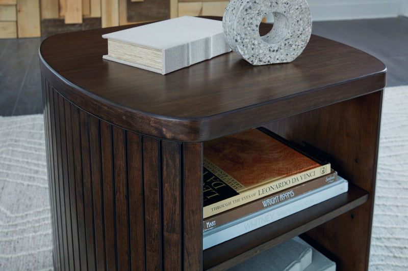 Korestone - Square End Table - Dark Brown - R&R Furniture Gallery (Fountain Valley, CA)