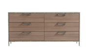 Boston - Modern Brown Oak & Brushed Stainless Steel Dresser — view 3