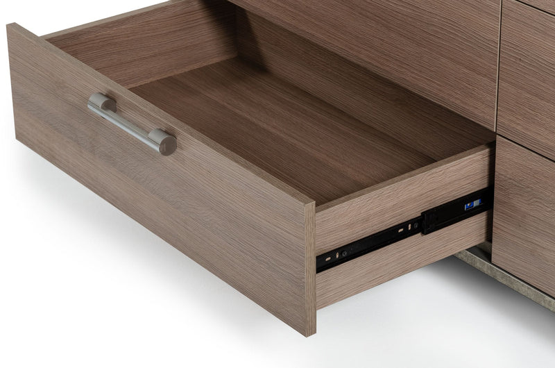 Boston - Modern Brown Oak & Brushed Stainless Steel Dresser — view 2