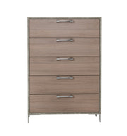 Boston - Modern Brown Oak & Brushed Stainless Steel Chest — view 3