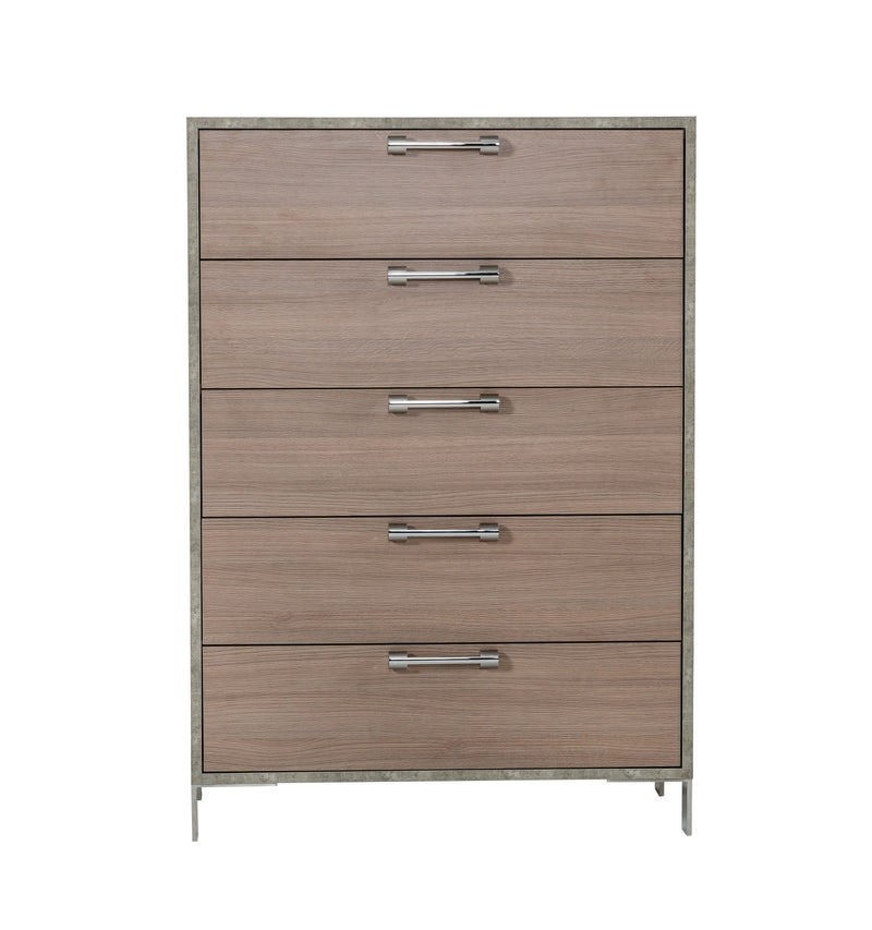 Boston - Modern Brown Oak & Brushed Stainless Steel Chest — view 3