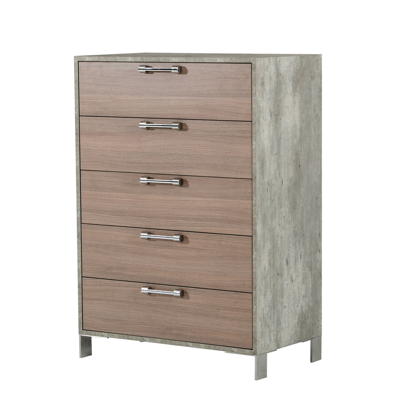 Boston - Modern Brown Oak & Brushed Stainless Steel Chest — view 4