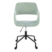 Lumi Source Margarite contemporary adjustable office desk chair with fabric upholstery and chrome base, ergonomic design.