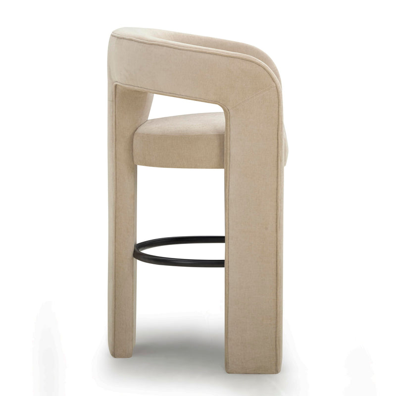 TOV Furniture Malone counter height stool with wooden seat and metal frame, ideal for kitchen or bar area.