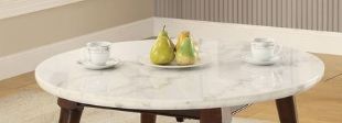 Gasha - Coffee Table - White Marble / Walnut