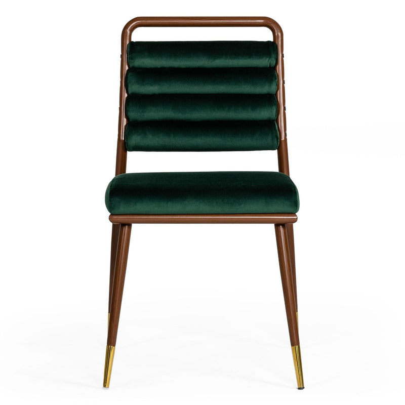 Biscay - Modern Dark Green & Walnut Steel Dining Chair — view 4