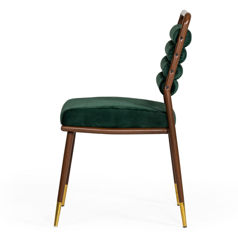 Biscay - Modern Dark Green & Walnut Steel Dining Chair — view 5