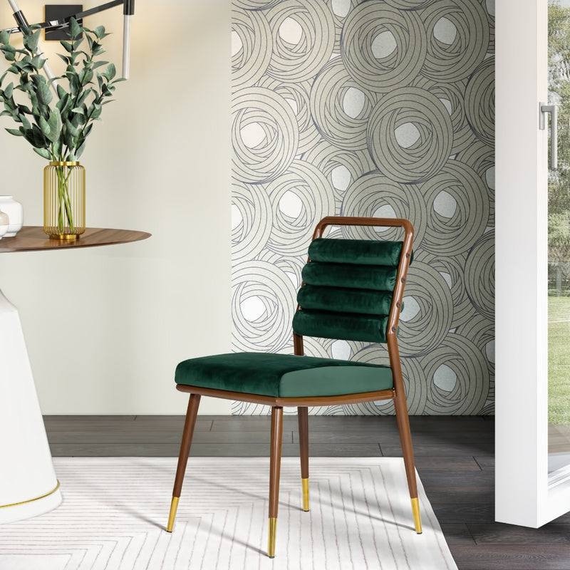 Biscay - Modern Dark Green & Walnut Steel Dining Chair — view 2