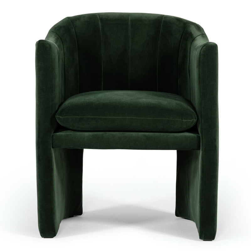 Danube - Modern Jade Green Fabric Dining Chair — view 2