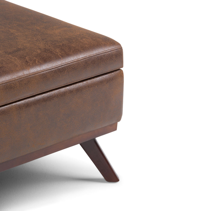 Owen - Square Coffee Table Storage Ottoman - Distressed Chestnut Brown - R&R Furniture Gallery (Fountain Valley, CA)