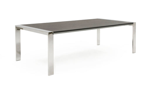 Fauna - Modern Elm Grey & Stainless Steel Chrome Dining Table
