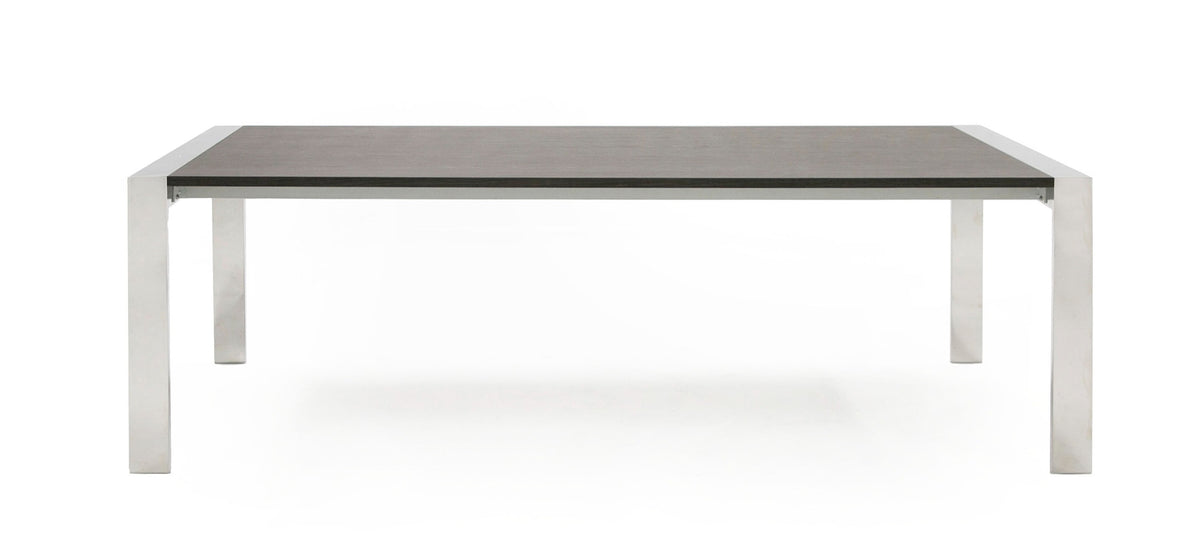 Fauna - Modern Elm Grey & Stainless Steel Chrome Dining Table — view 2