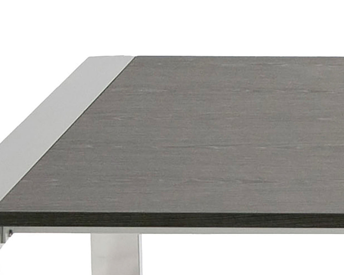 Fauna - Modern Elm Grey & Stainless Steel Chrome Dining Table — view 5