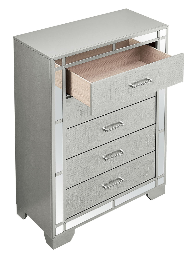 Silver Champagne Madison accent chest by Glory Furniture, featuring a sleek design with silver and champagne finish.