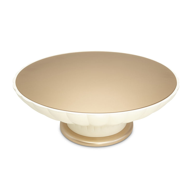 La Rachelle - Scalloped Round Cocktail Table - Champagne - R&R Furniture Gallery (Fountain Valley, CA)