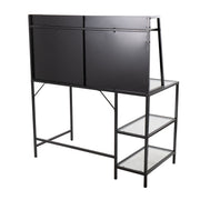 Lumi Source Geo Tier contemporary writing desk with geometric design and wooden finish, ideal for modern home or office workspace.