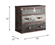 Aberdeen - Console Cabinet - Vintage Dark Brown Top Grain Leather & Stainless Steel - R&R Furniture Gallery (Fountain Valley, CA)