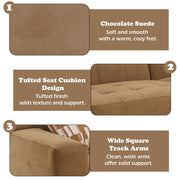 Zoey - Modular - LF Arm Chair With Pillow - Chocolate Suede - R&R Furniture Gallery (Fountain Valley, CA)
