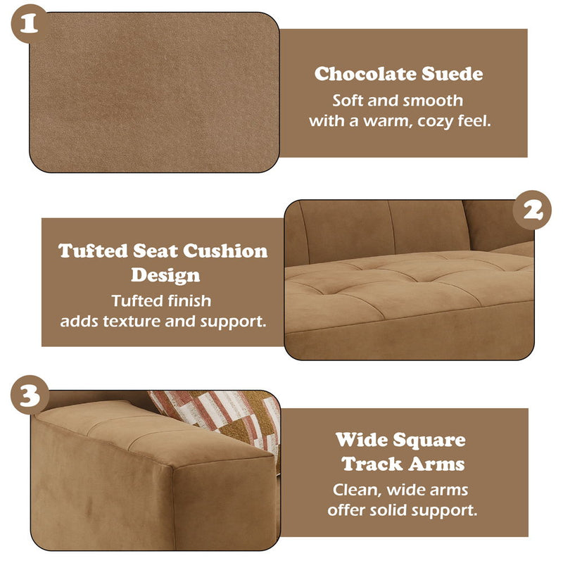 Zoey - Modular - LF Arm Chair With Pillow - Chocolate Suede - R&R Furniture Gallery (Fountain Valley, CA)