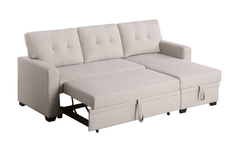 Upholstered Pull Out Sectional Sofa With Chaise - R&R Furniture Gallery (Fountain Valley, CA)