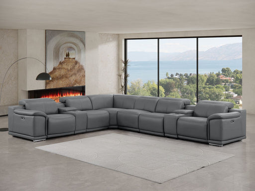 2679 - 8-Piece L-Shaped Power Reclining Sectional In Genuine Leather (3 Recliners) - R&R Furniture Gallery (Fountain Valley, CA)