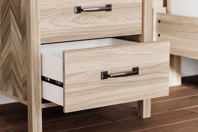Battelle - Two Drawer Night Stand - Tan - R&R Furniture Gallery (Fountain Valley, CA)