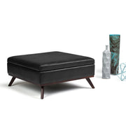 Owen - Square Coffee Table Storage Ottoman - Distressed Black - R&R Furniture Gallery (Fountain Valley, CA)