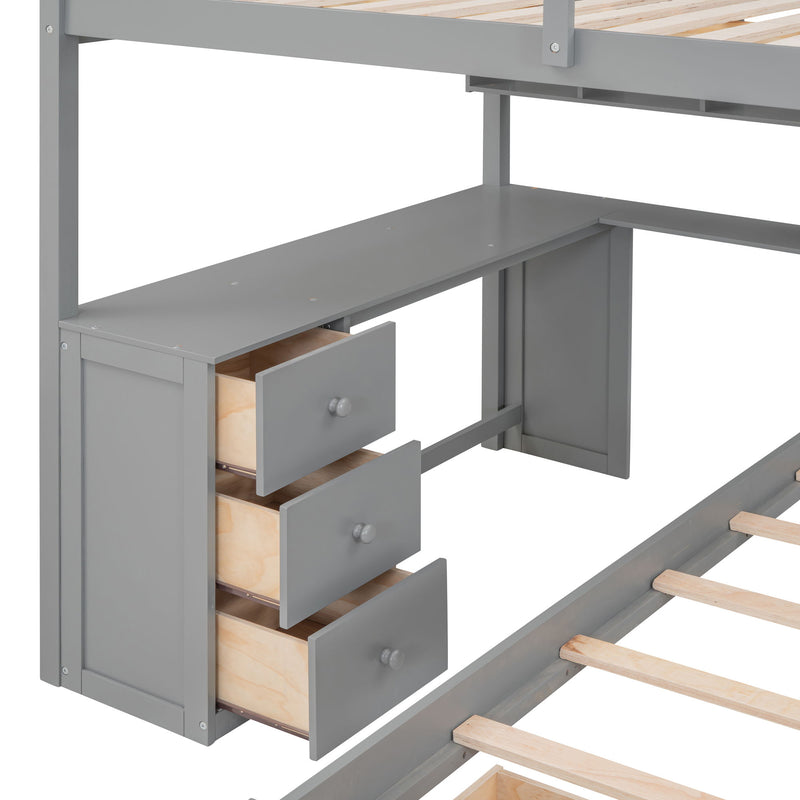 Bunk Bed With Desk, Drawers And Shelves - R&R Furniture Gallery (Fountain Valley, CA)