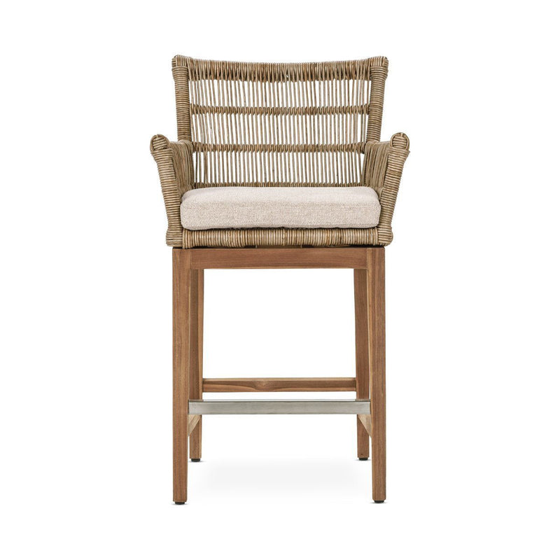 Classic Home Valerie counter height stool with wooden seat and metal frame, shown in a cozy dining setting.