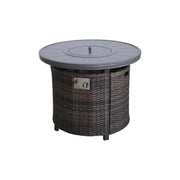 Espresso outdoor fire pit table with lid from LSI Patio Furniture, showcasing a round fire pit with a smooth surface and safety lid.