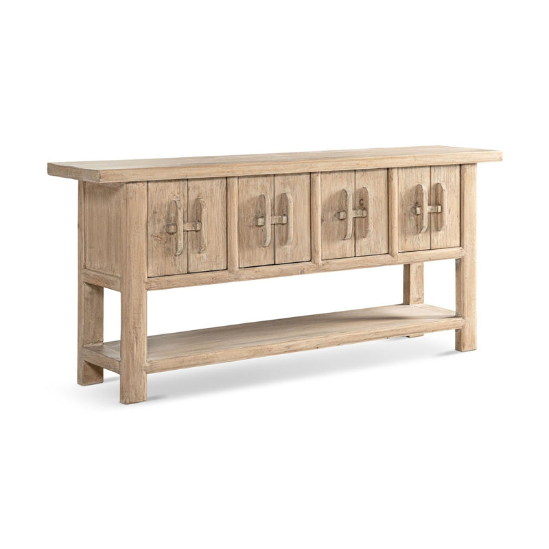 Jennifer Taylor Home Rowan sideboard with lower shelf in natural wood finish, showcasing modern storage design and smooth surface.