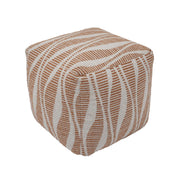 TOV Furniture Ember woven pouf in cream and natural tones, accent piece with textured fabric and round shape for versatile seating or decor.
